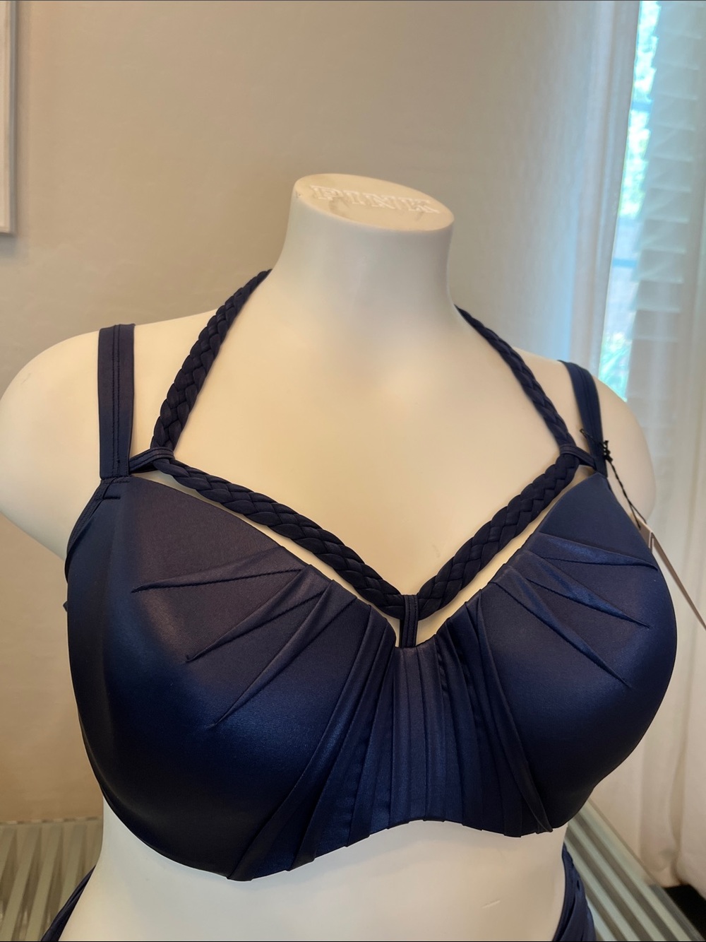 Plus Size Navy Ruched High-Waist Bikini Set - Picture 3 of 6